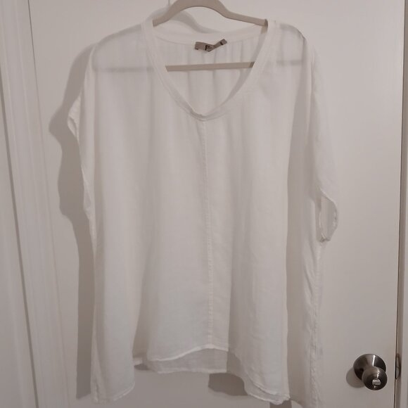 Flax XL 1X 2X Lagenlook Oversized Linen/Cotton Gauze Top Tunic Cap Sleeves - Picture 10 of 10